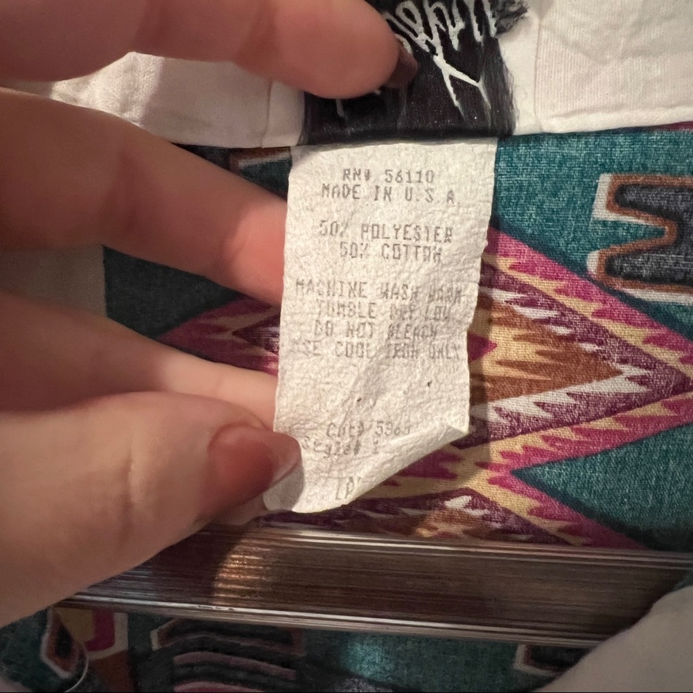 Vintage Tapestry Button Front Lightweight Blouse Aztec Southwestern Print Rodeo - Picture 6 of 8
